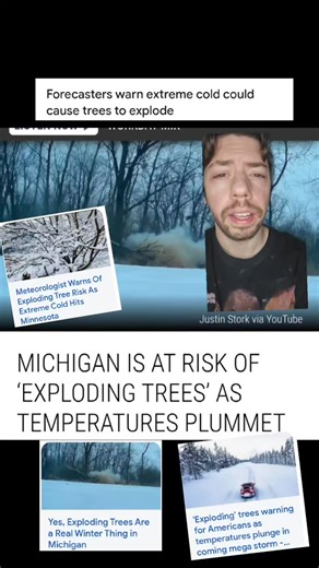 John Romano on Instagram: "EXPLODING TREES THEY ARE SAYING ITS SO COLD IN MICHIGAN IOWA SOUTH DAKOTA AND SOME OTHER WORTHLESS STATE THAT ITS SO COLD TREES ARE EXPLODING SO BE CAREFUL AND ON THE LOOK OUT FOR EXPLODING TREES ARE WE SURE TREES ARE EXPLODING AND ITS NOT THE NATIONAL GUARD OR ARMY JUST EXPLODING TREES"