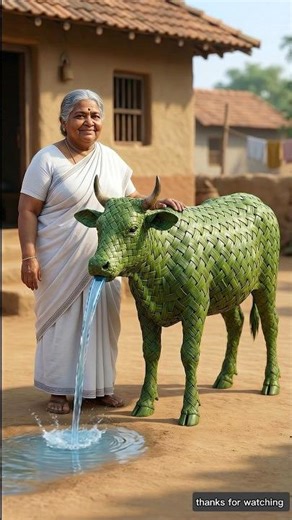 Calf made from palm leaves | mini woods toys | hand crafts | woods crafting #ai #cow