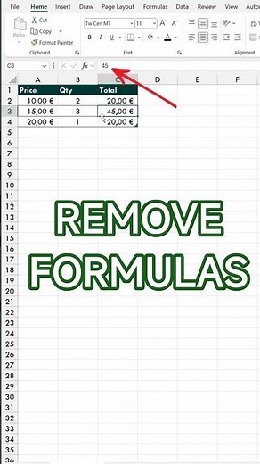 How to Remove Formula in Excel Sheet
