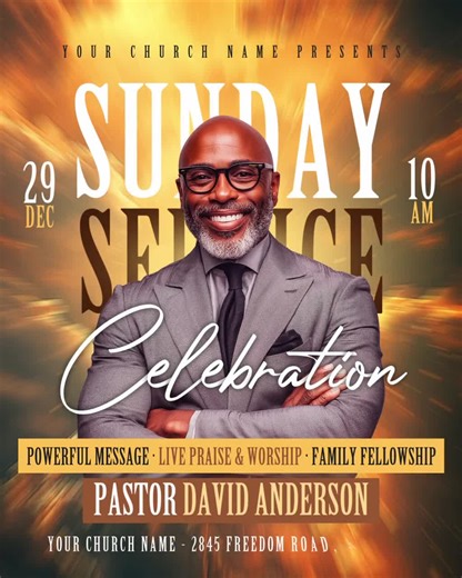 Editable Sunday Service Flyer: Church Celebration (canva, Photoshop, Digital Download) - Etsy