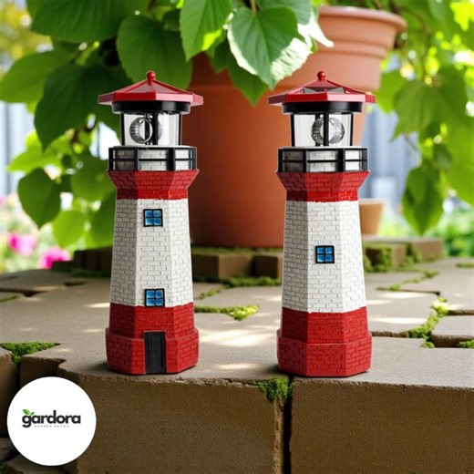 Outdoor Solar Resin Rotating Lighthouse Garden Light | Nautical Yard Statue Decor | Waterproof Patio Accent | Red White Coastal Beacon Gift - Etsy Canada