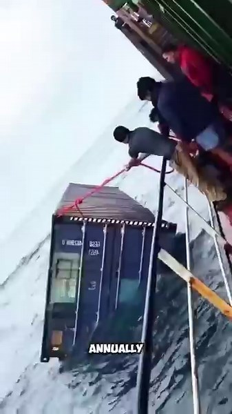 Why do containers fall from ships, and what happens afterward? #shorts