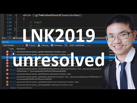 Solution: LNK2019 unresolved external symbol _glfwInit referenced in function _main|GLunit undefined