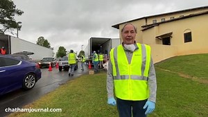Jim Shepard, VP of Live Operations at Mountaire Farms talks about the weekly chicken sales they are conducting at the St. Julia's Catholic Church in Siler City. | Chatham Journal Newspaper