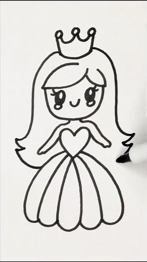 How to draw a cute princess | Step by step drawing for kids