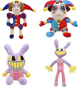 SAJISP The Amazing Digital Circus Plush,4pcs Pomni Plushies Toy Gift, Cute Stuffed Figure Doll for Kids and Adults, Birthday Halloween Christmas Choice for Boys Girls