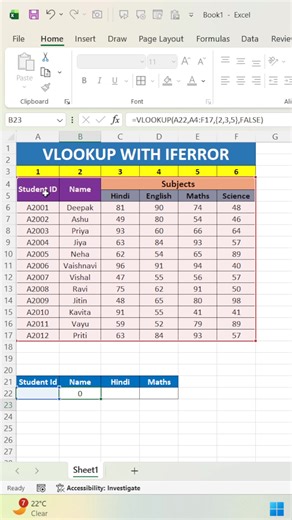 138K views · 1.1K reactions | Vlookup with IFERROR & Column Function #reelschallengereelschallenge #viralreelschallenge2025viralreelschallengejaiviralreelschallengeviralreelschallenge #facebookreelsviral #exctips #viralreelsfacebook #viralreelschallenge #reelschallenge #viralphotochallenge #facebookreel #viralpost | excel_learning_by_ankur_munjal | Facebook