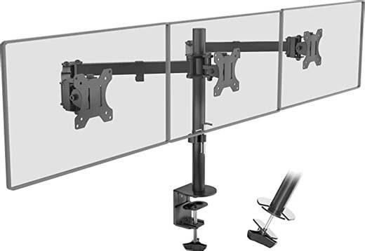 PUTORSEN Monitor Tischhalterung für 3 Monitore 13"-27" LCD LED TV Bildschirme Flachbildschirm, Belastbarkeit: 7 kg/pro Monitor, neigbar 180°, schwenkbar 360°, höhenverstellbar