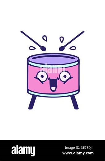 shaking motion animation of quirky cartoon of a drum Stock Video Footage - Alamy