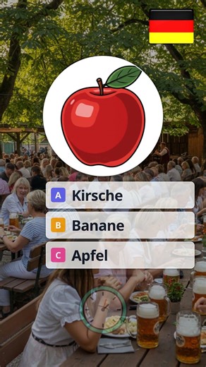 🇩🇪 Apfel, Ananas, Mango… — Can you name all 8 German Food & Drinks words?