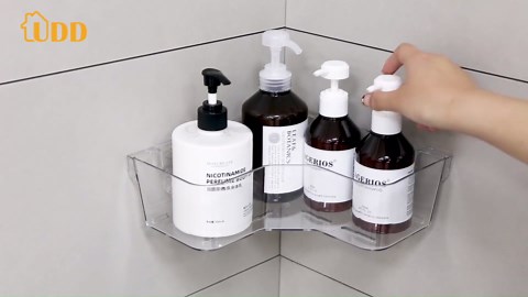 UDD Corner Shower Caddy, Clear Shower Organizer Bathroom Storage Rack with Soap Dish and Razor Holder Hook, Adhesive Wall Shower Shelves for Bathtub Dorm, 3 Pack