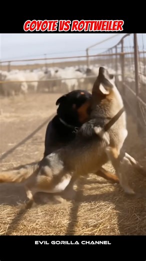 Rottweiler vs Coyote - one walks away!