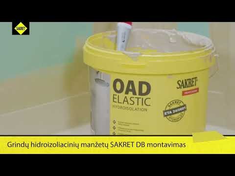 Grindų hidroizoliacinio manžeto SAKRET DB įrengimas