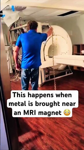 This happens when metal is brought near an MRI magnet 🧲 😳 #MRI #ctscan #radiology #mriscanner