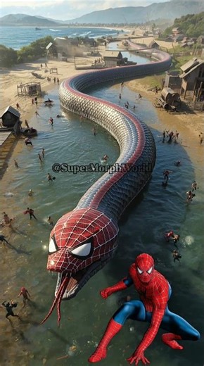 Superheroes as giant sea snake attacking coastal people 🐍🔥 | marvel & dc fanart part 38 ⚡