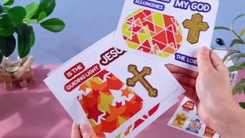 30 Sets Christian Crafts Jesus Is The Lights Stickers Bulk Bible Verse Religious VBS Craft for Kids Cross Ornaments DIY Oil Lamp Card Kit for Summer Classroom Home Sunday School Party Favors