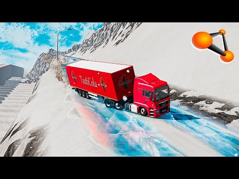 BeamNG.drive - Vehicles On An Icy Road Compilation