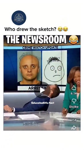 education, funny, motivation, loyalty on Instagram: "The news anchors could barely keep straight faces when the suspect sketch came on screen. It looked like a child had drawn it—uneven lines, basic shapes, and features that seemed more cartoonish than criminal. Everyone was wondering how anyone could identify a real suspect from something that simple. Then the actual photo appeared, and the room fell apart. Somehow, the real suspect looked almost exactly like that childish drawing—same eyes, sa