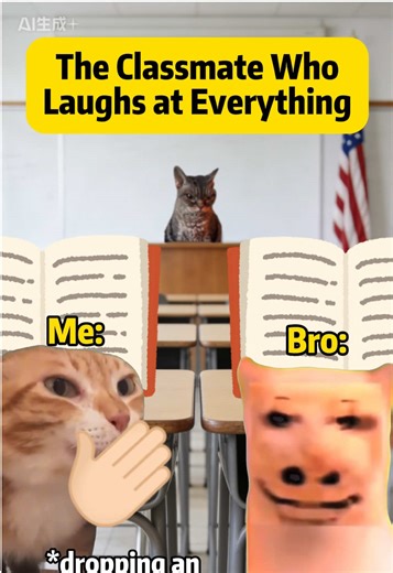 The Classmate Who Laughs at Everything #catsoftiktok #funnyvideos #fyp #relatable #oreateai