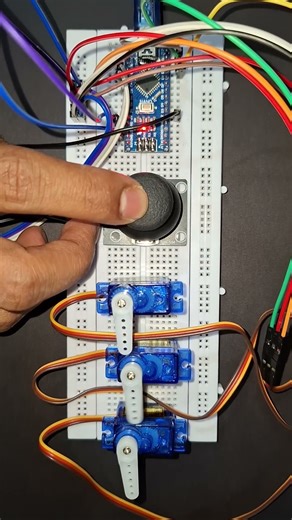 One Joystick controls 3 Servos 😮 | Arduino Nano #shorts #arduino #electronics #arduinonano #servo