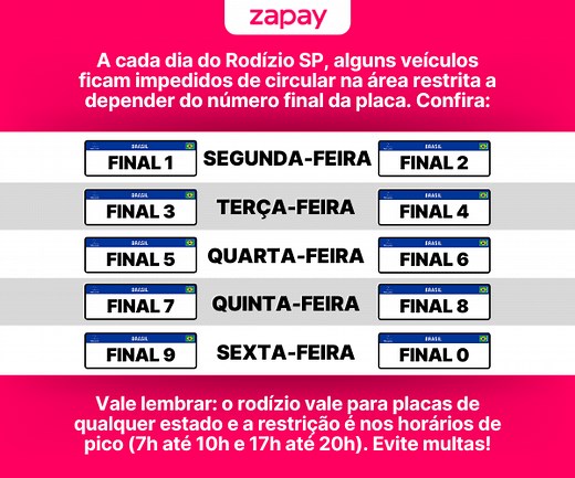 Rodízio SP hoje: placas e horários do rodízio de veículos em São Paulo