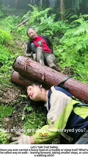Log Carrier Slip – Muddy Trail Takes Down a Lumberjack 🌧️