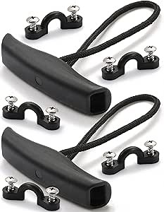 2 PCS Kayak Canoe Carry Handle Pull Handle T-Handle with Cord and 5PCS Pad Eyes - 10 PCS Screws Replacement Hardware Parts Kit