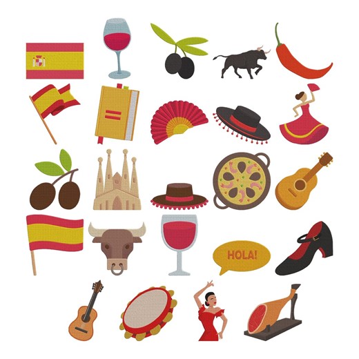 Spain Embroidery Design - Spanish Embroidery Design - Espana Embroidery Design - Spain Lover Set Machine Embroidery Design Files - 7 Sizes - Etsy