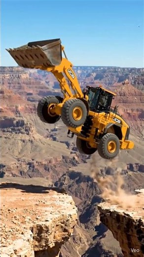 🏗️ JCB Jumping on Mountain ⛰️ | Epic Heavy Machine Stunt in 4K #Shorts #jcb #mountains #machine #1m