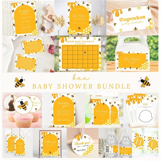 Bee Baby Shower Bundle, Mommy to Bee Shower Decorations, Editable Bee Baby Shower Games & Signs, Honey Bee Baby Shower Printable Set - Etsy