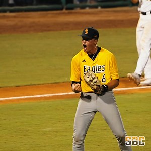 𝗦𝗧𝗥𝗢𝗡𝗚 𝗠𝗢𝗩𝗘 𝗢𝗙 𝗧𝗛𝗘 𝗚𝗔𝗠𝗘. Colby Allen secures his sixth save of the season to send Southern Miss Baseball back to the #SunBeltBSB Championship Game and is the Hercules Tires Strong Move of the Game. ☀️⚾️ | Sun Belt Conference