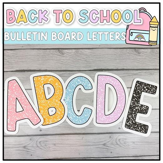 Composition Notebook Bulletin Board Letters | A - Z, Letters and Numbers, Pastel Classroom Decor - Etsy