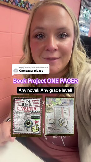 Book Project One Pager for Middle School Students