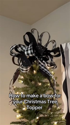 Who knew making a tree-topper bow was THIS easy?! 🎀✨ #DIY #ChristmasDIY #HolidayDecor #CraftTok