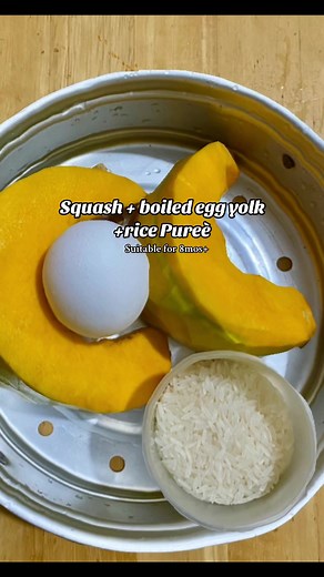 Pumpkin & Squash Puree with Boiled Egg Yolk and Rice