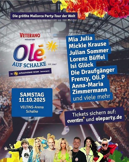 Eventtipp: Ballermann Radio on Tour bei der Ole Party auf Schalke (11.10.25)