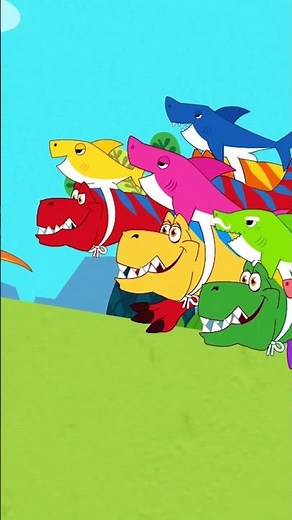 Run Away from the T-T-T-T-T-Rex 😱 Watch FULL ver. at ⁨‪@PinkfongDinosaurs‬ #babysharkdance