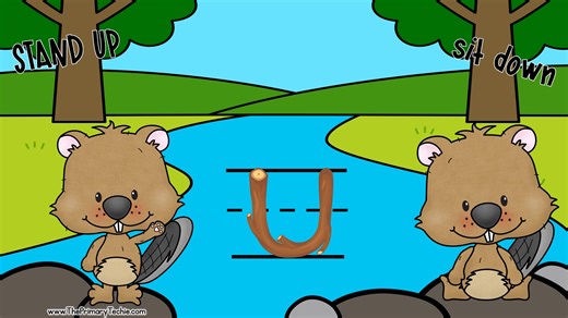 How cute is this newest brain break? I just love the wooden letters. "When you see a capital letter, stand up. When you see a lowercase letter, sit down." We hear each letter name. Kids can even say the names or say the sound as they stand and sit. There are four of these available all the time and at least one seasonal/holiday one is released each month. | Primary Techie