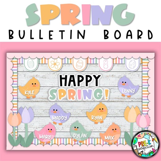 Spring Classroom Bulletin Board Kit: Easter Chicks & Tulips (digital Download) - Etsy