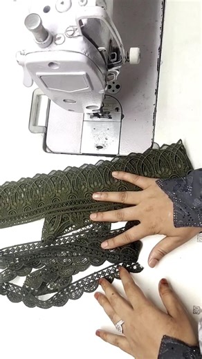 Kurti Mein Green Lace Design 💚 | Simple Kurti Border Stitching