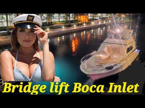 Boca inlet drawbridge lift / bridge tender view . Boca Raton Florida USA