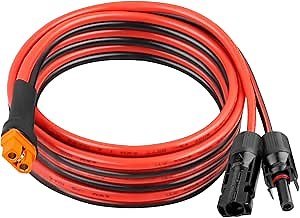 Solar Panel Adapter Cable to XT60i 10FT - 10AWG XT60i Female Solar Cable Tinned Copper Wire with PVC Jacket, XT60i Solar Extension Cable for Power Station and Portable Generator