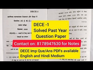 DECE-1 Solved Past Question Hindi Level Up Learning Simran Gumber