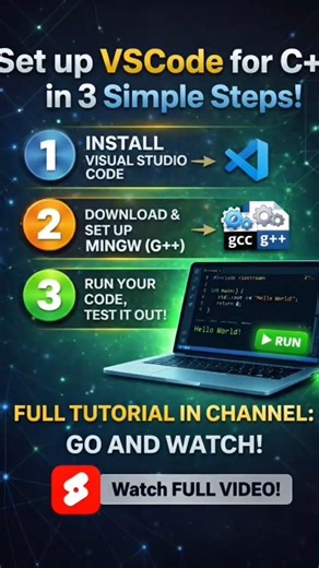 Complete VS Code Setup for C Programming 💻 | MinGW + Run Code (2026) //#tutorial #shortsfeed