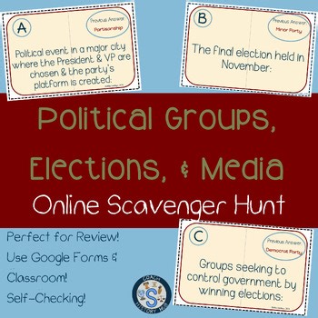 Political Party Election Digital Center Interactive Scavenger Hunt Game Activity