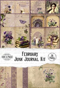 February Violets Junk Journal Printable Kit, Dark Academia Digital Download, Vintage Victorian Ephemera, Bullet Journal, Planner Pages, Bujo - Etsy
