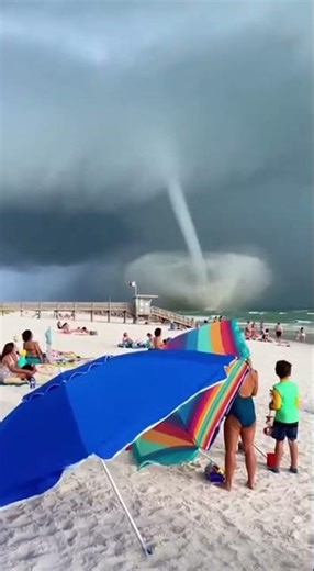 Tornado Forms Over Beach - Tourists Run For Their Lives