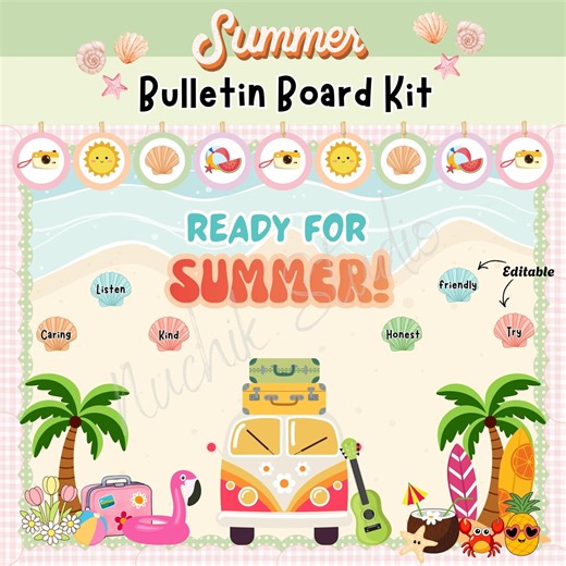 Summer Bulletin Board Kit, Hello Summer Classroom Decor, End of Year Display, Editable Labels - Etsy