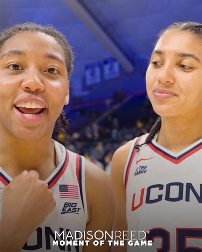 Moment of the Game: Postgame vibes with Azzi & KK Express yourself like our team does using Madison Reed Hair Color, a proud sponsor of UConn Basketball 💜 | UConn Women's Basketball