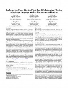 Exploring the Upper Limits of Text-Based Collaborative Filtering Using Large Language Models: Discoveries and Insights | Proceedings of the 34th ACM International Conference on Information and Knowledge Management